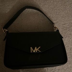 Michael Kors Black Shoulder Bag with Gold Logo